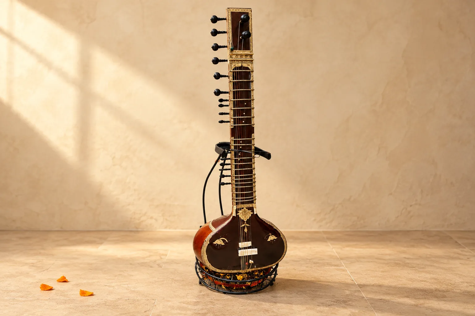 Sitar (Wooden, with Stand)